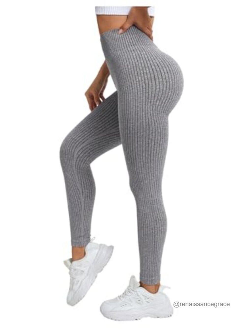 Seamless Ribbed High Waisted Stretch Leggings Gym Yoga Workout Pants